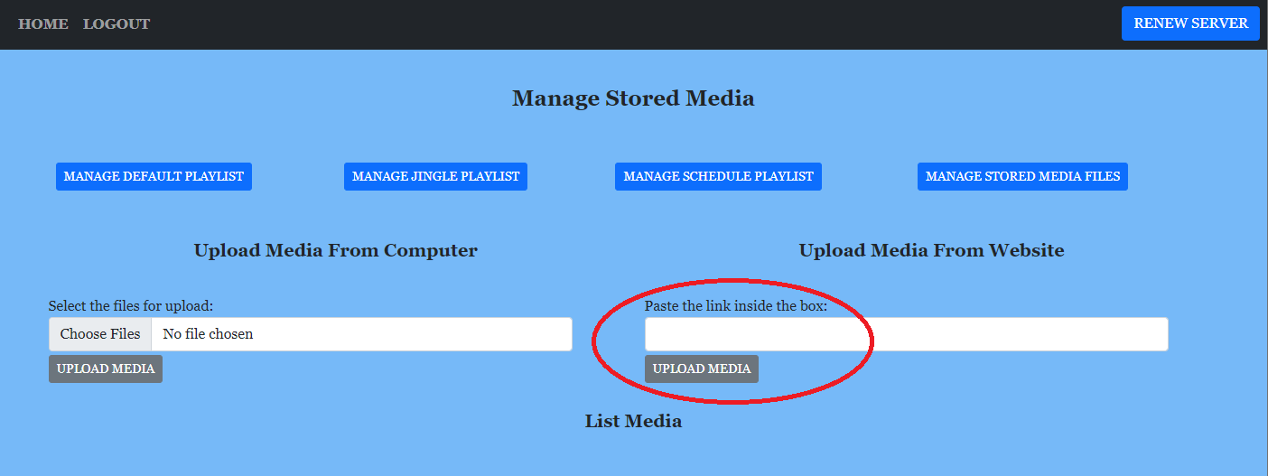 control panel upload from webpage