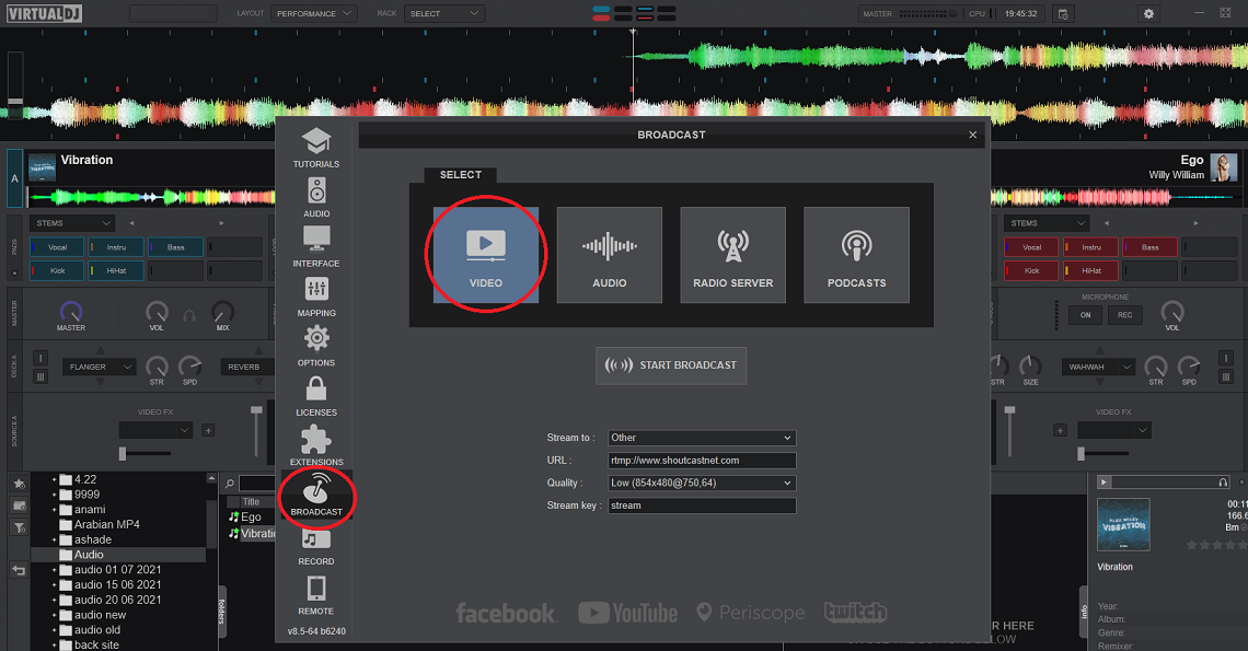 configure virtualdj server data