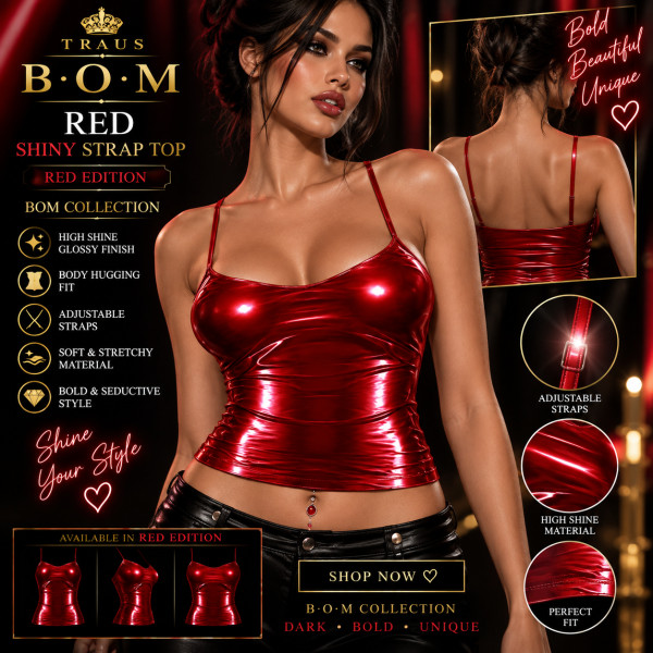 🎁 FREE GIFT – Red Shiny Strap Top – BOM