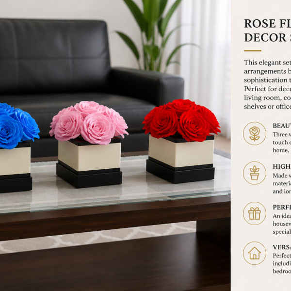 Rose Flower Decor Set – Product Description  Blau,Pink.Red