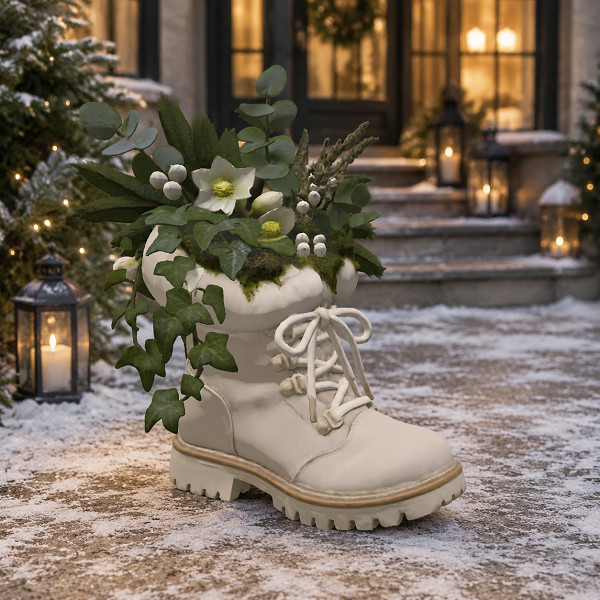 Winterstiefel als Pflanzgefaess -Versandpaket V1