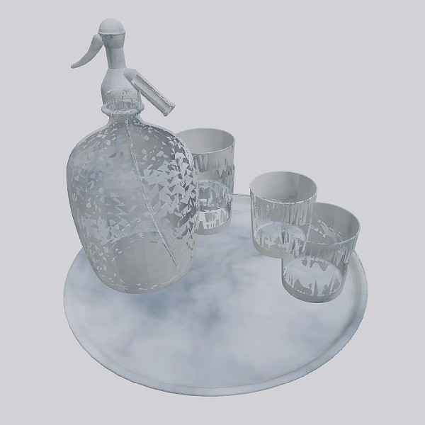 Tray of glass tumblers