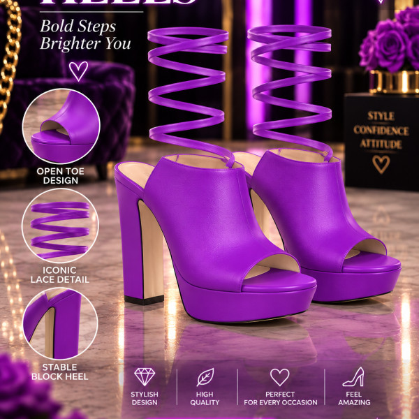Lila Lace-Up Platform Heels – Product Description