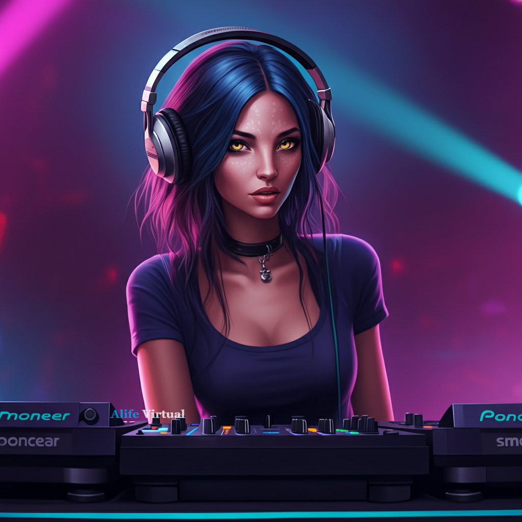 Neon nightclub with live DJ