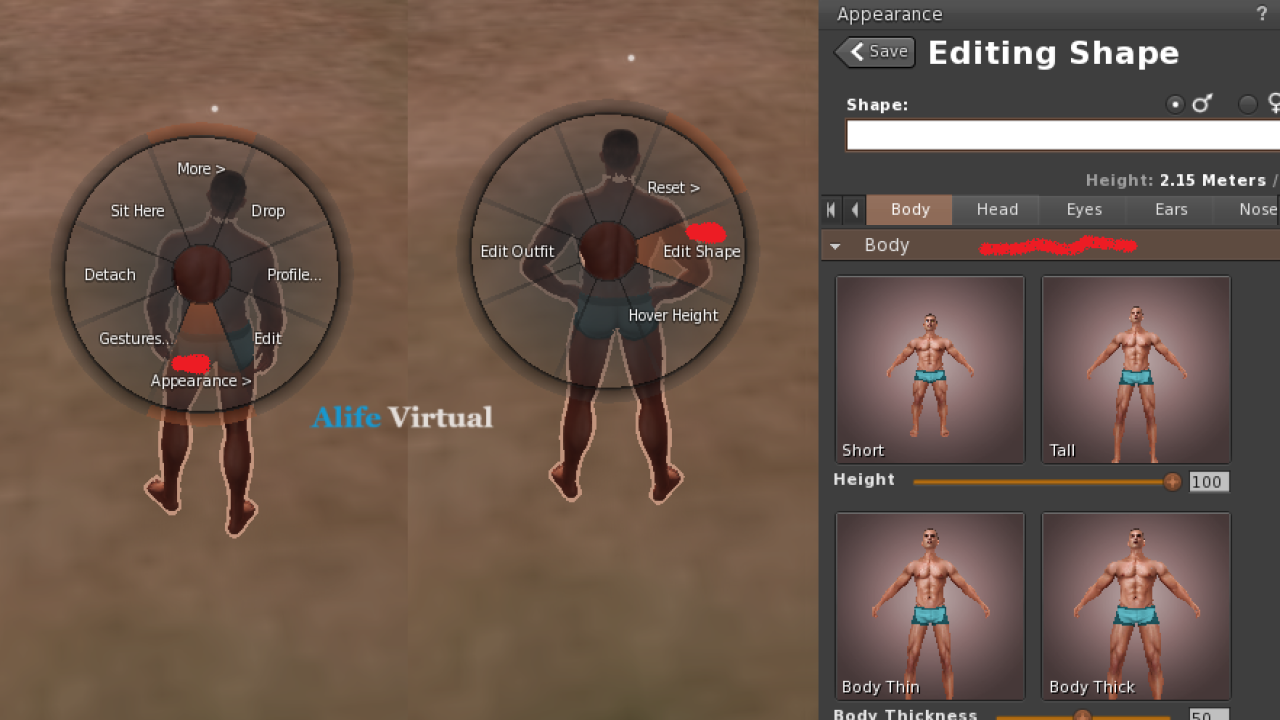 Avatar customization screen