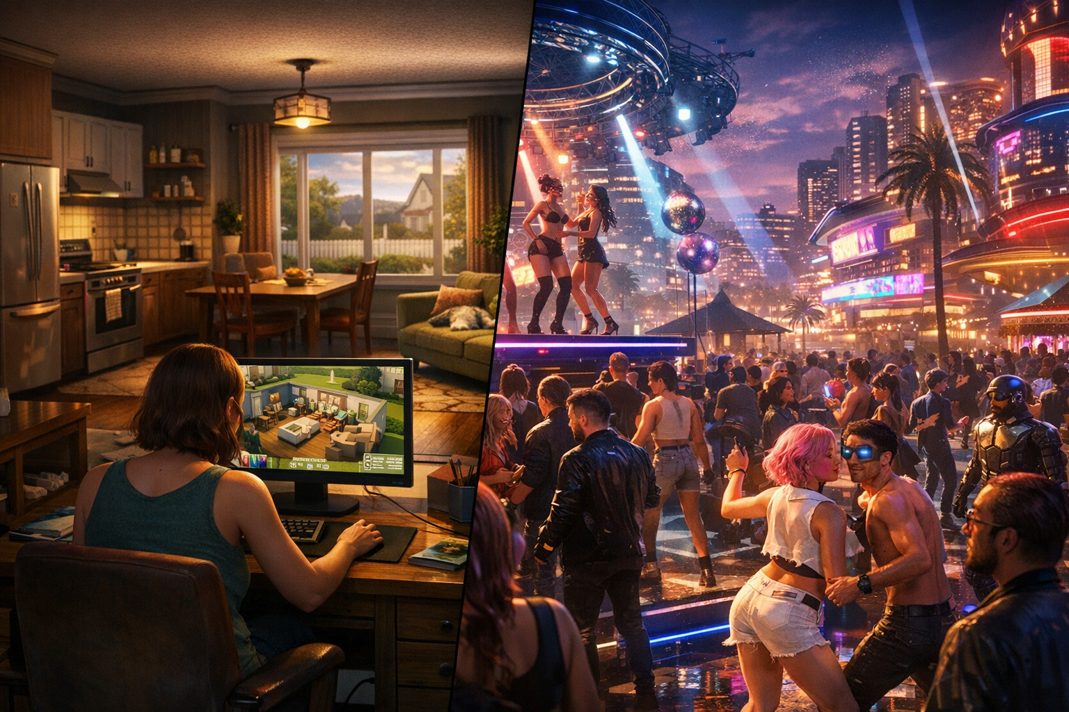 The Sims vs Virtual Worlds: Play Offline or Live Online? in Alife Virtual