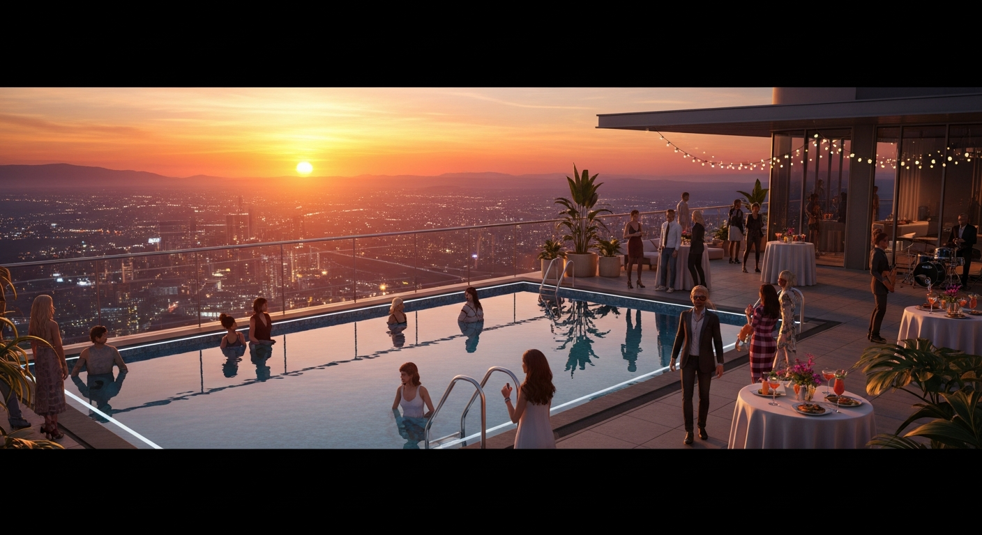 Rooftop Pool Party at Sunset in Alife Virtual