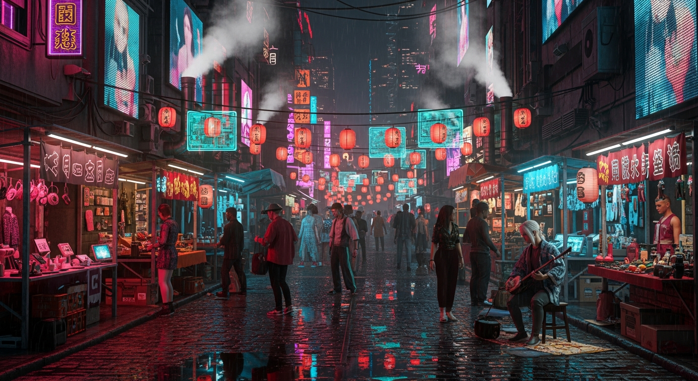 Cyberpunk Street Market in Alife Virtual