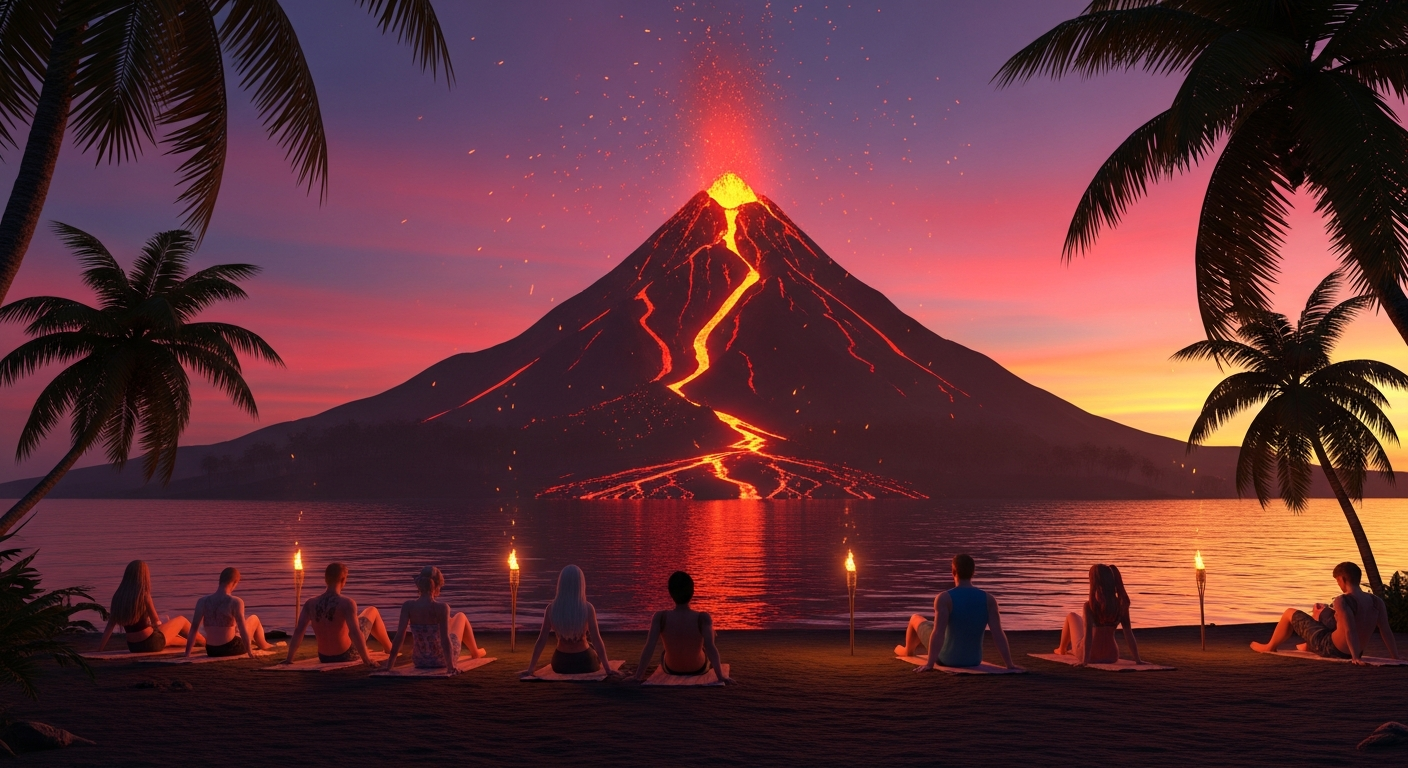Volcanic Island at Dusk in Alife Virtual