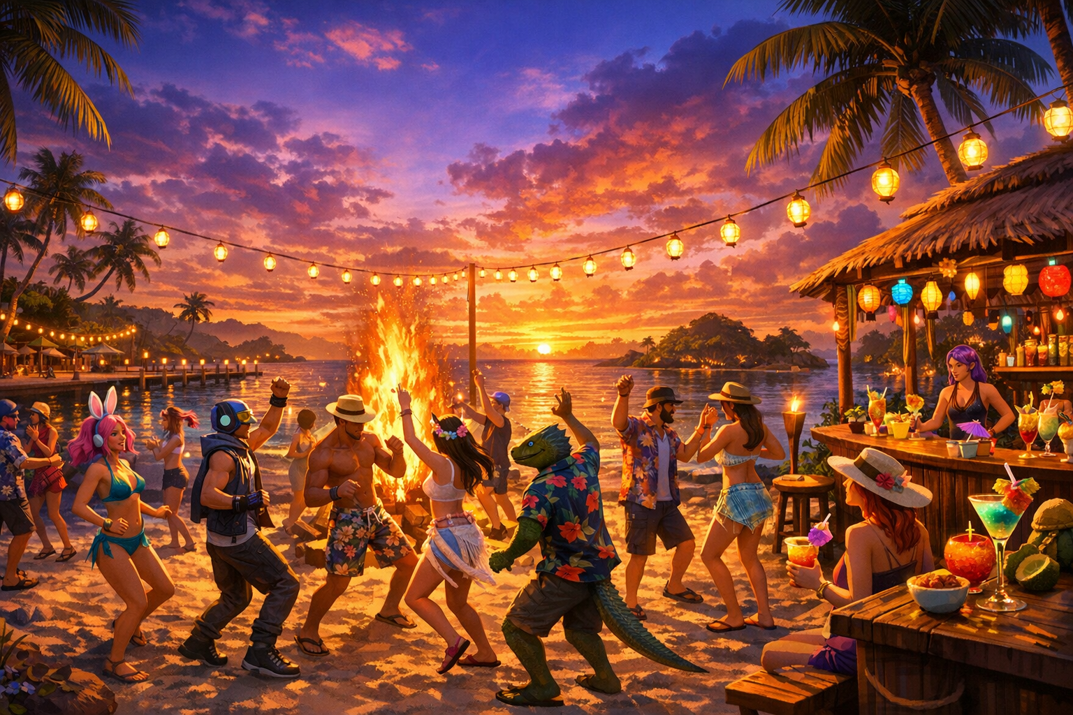 Virtual World Tropical Beach Party in Alife Virtual