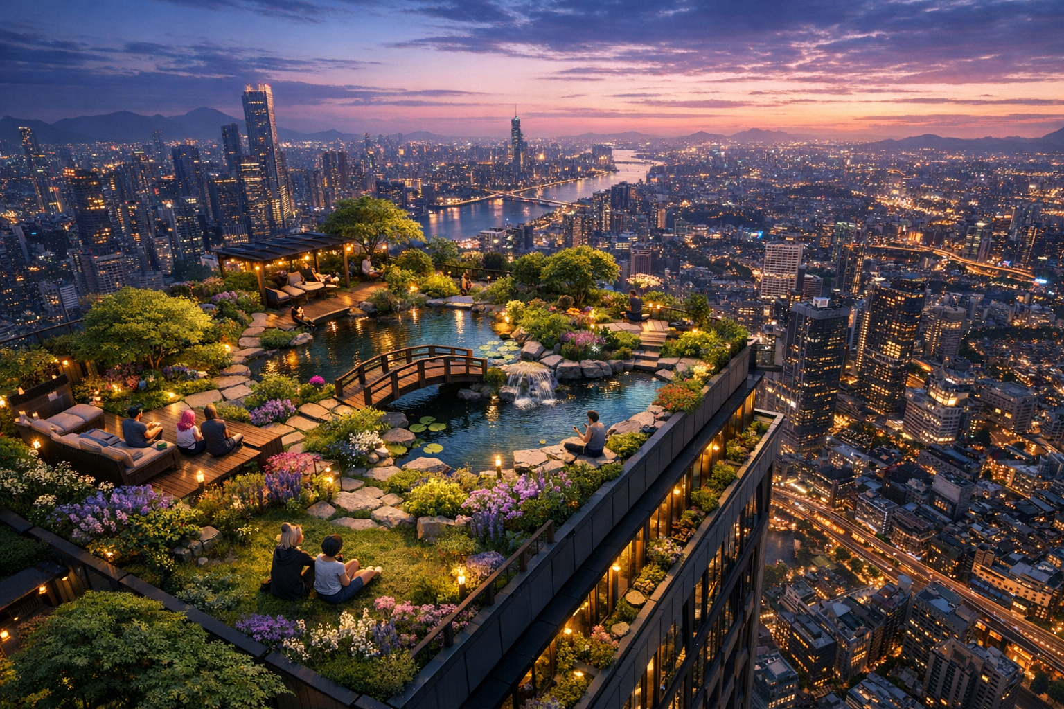 Virtual World Rooftop Garden City in Alife Virtual