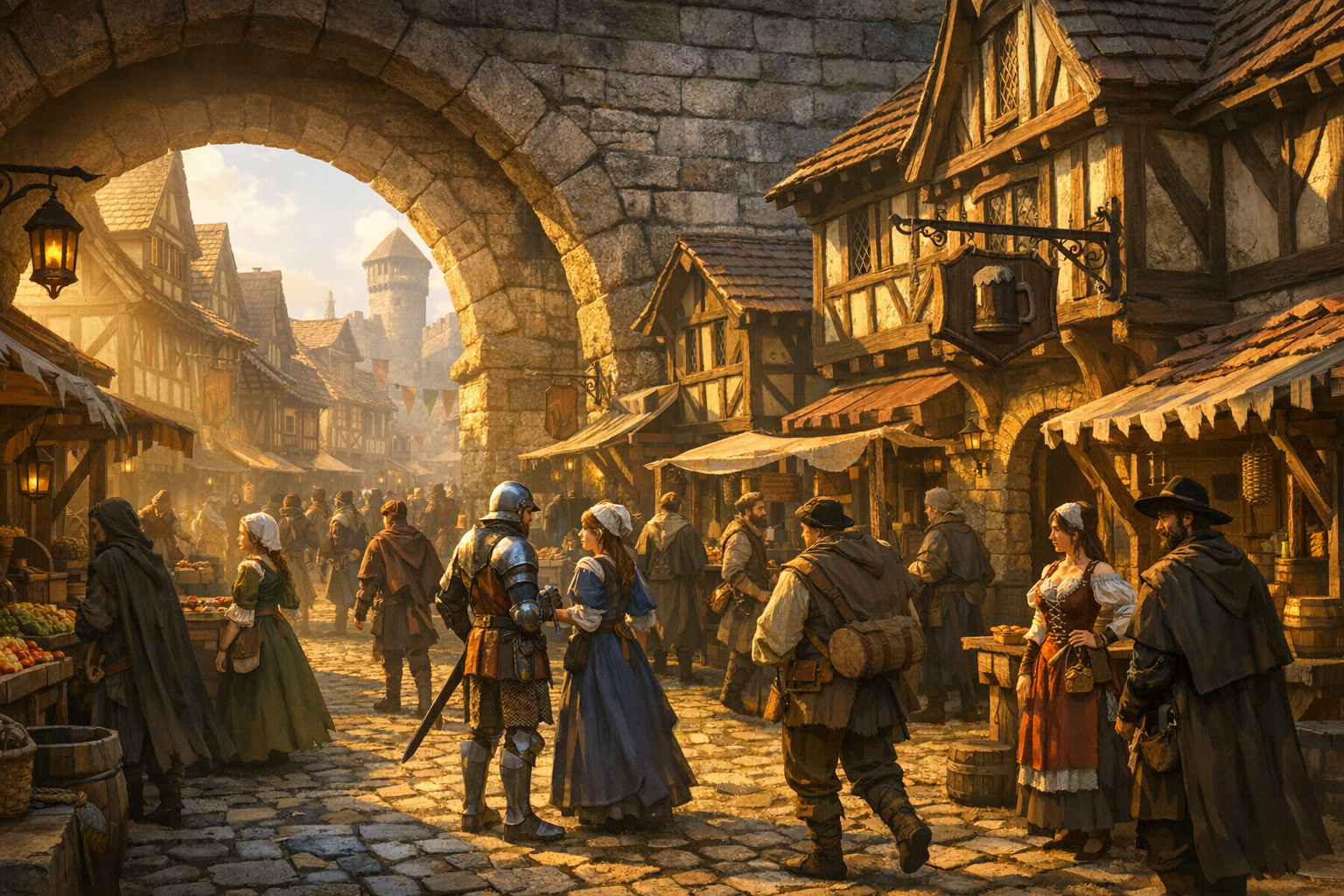 Virtual World Medieval Market Town in Alife Virtual