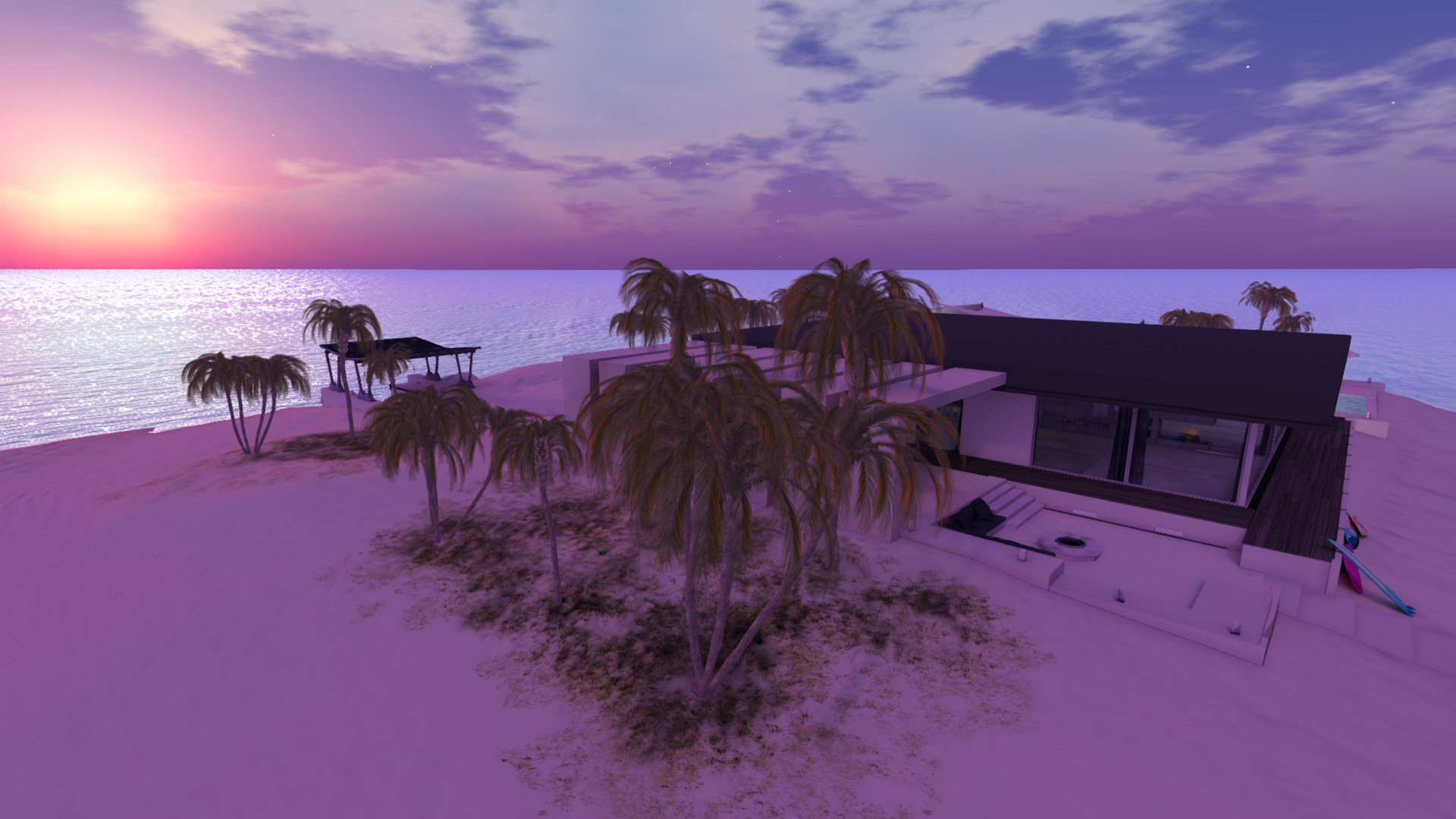 Modern beach resort on free island