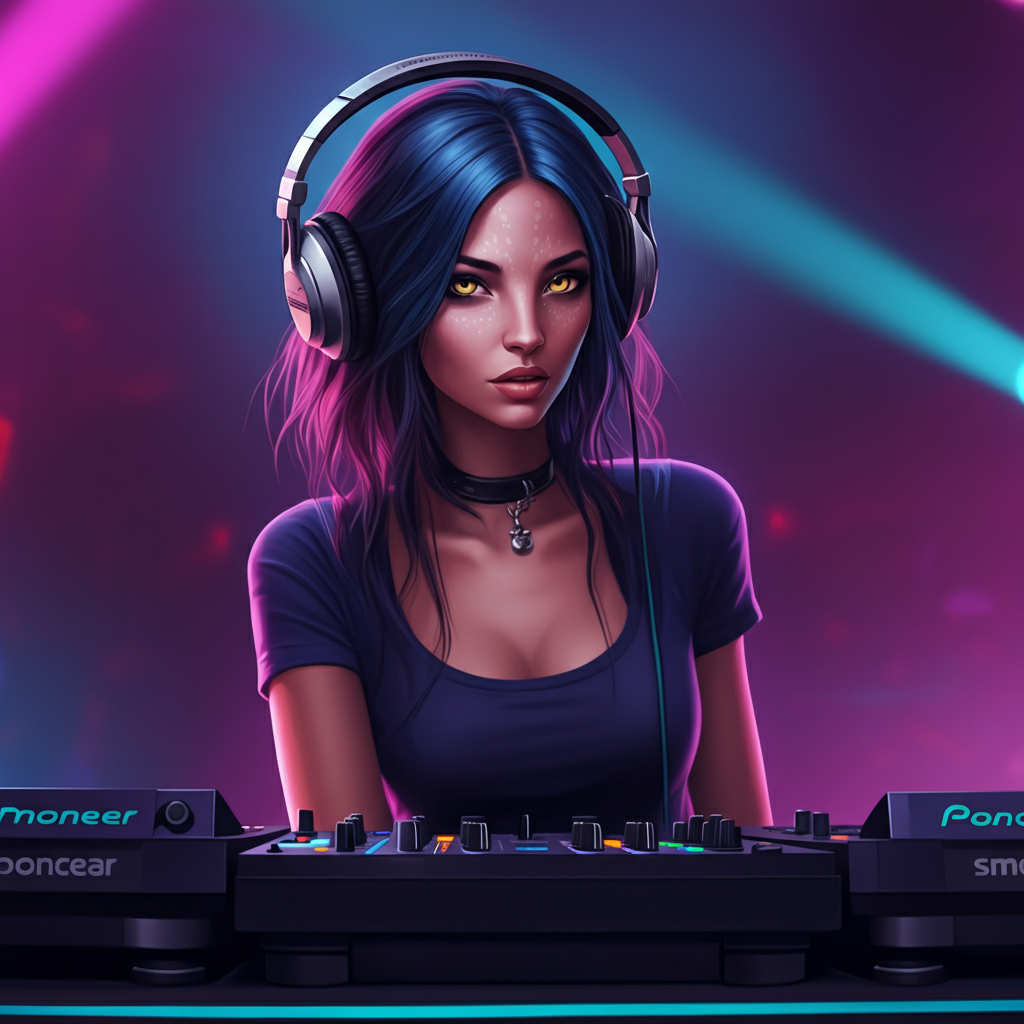 Neon nightclub with live DJ