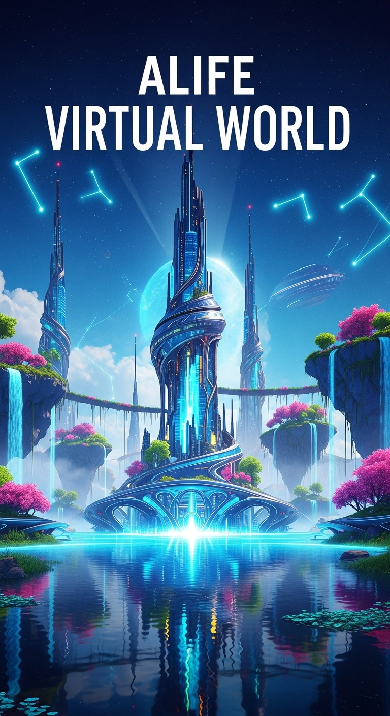 Futuristic city virtual world